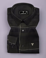 Prelog Green With Cream Twill Check Dobby Cotton Shirt