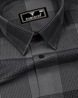 Crok Gray With Black Check Dobby Cotton Shirt