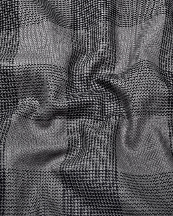 Crok Gray With Black Check Dobby Cotton Shirt