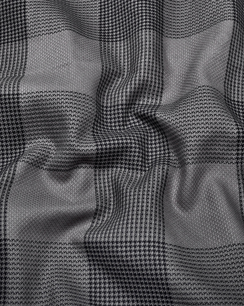 Crok Gray With Black Check Dobby Cotton Shirt