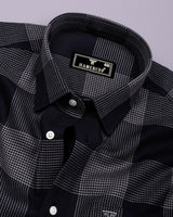 Crok Black With Gray Check Dobby Cotton Shirt