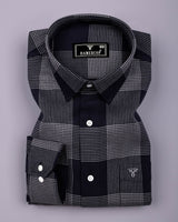 Crok Black With Gray Check Dobby Cotton Shirt