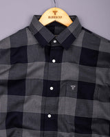 Crok Black With Gray Check Dobby Cotton Shirt