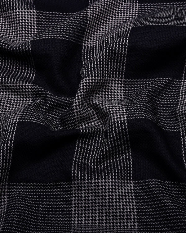 Crok Black With Gray Check Dobby Cotton Shirt