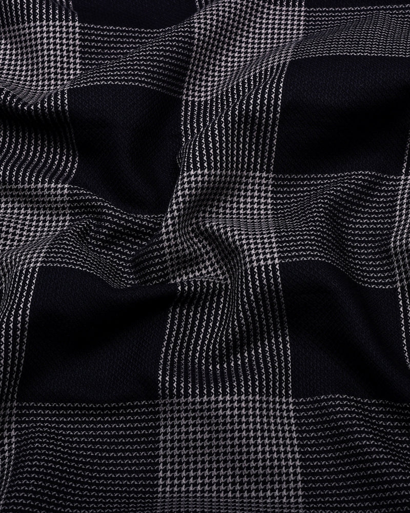 Crok Black With Gray Check Dobby Cotton Shirt
