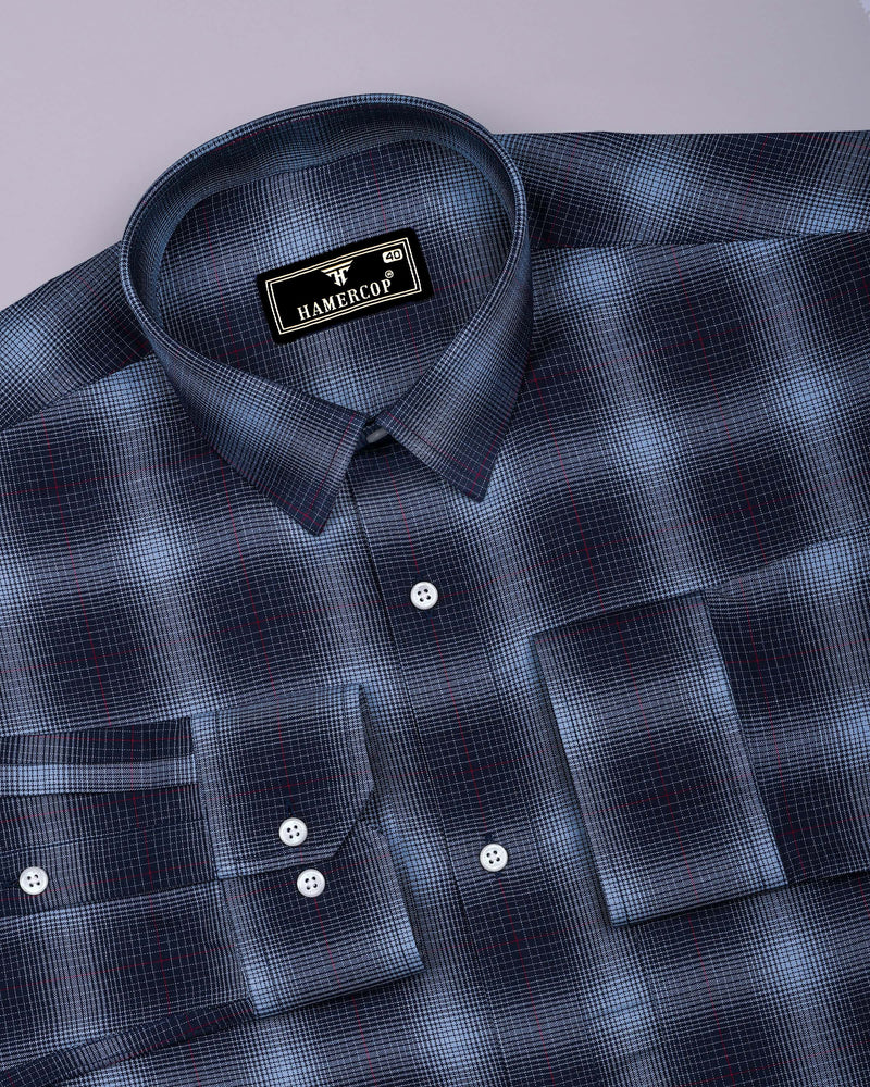 Werofly Blue Twill Check Premium Cotton Shirt