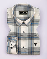 Tokyo Cream With Blue Dobby Check Linen Shirt