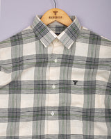 Tokyo Cream With Green Dobby Check Linen Shirt