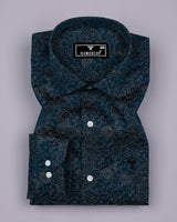 Veloria Blue Printed Cotton Shirt