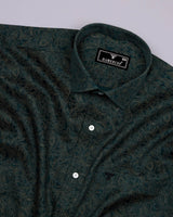 Olvane Green Printed Cotton Shirt
