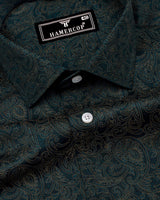 Olvane Green Printed Cotton Shirt