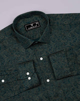 Olvane Green Printed Cotton Shirt