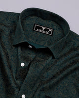 Olvane Green Printed Cotton Shirt
