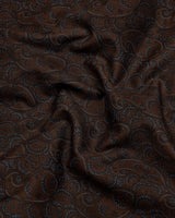 Pluma Coffee Brown Paisley Printed Satin Cotton Shirt