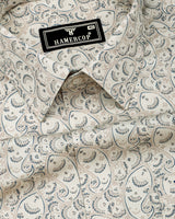 Pluma Cream Paisley Printed Satin Cotton Shirt