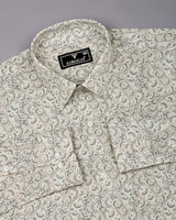 Pluma Cream Paisley Printed Satin Cotton Shirt