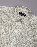 Pluma Cream Paisley Printed Satin Cotton Shirt