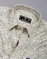 Pluma Cream Paisley Printed Satin Cotton Shirt