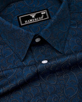 Pluma Morpichh Blue Paisley Printed Satin Cotton Shirt