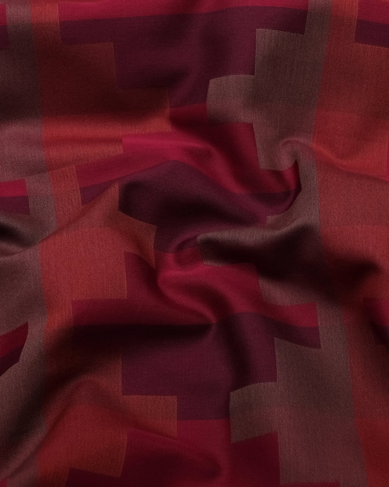 Mycron Pink Multicolor Jacquard  Check Premium Giza Shirt