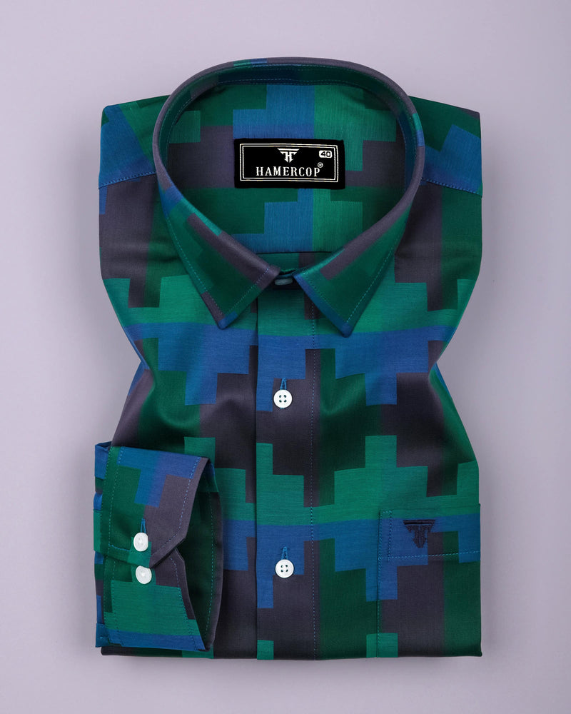 Mycron Green Multicolor Jacquard  Check Premium Giza Shirt