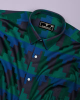 Mycron Green Multicolor Jacquard  Check Premium Giza Shirt