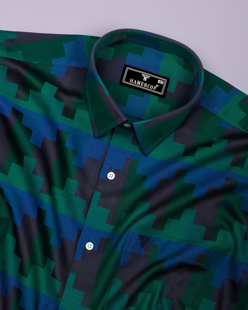 Mycron Green Multicolor Jacquard  Check Premium Giza Shirt