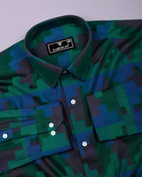 Mycron Green Multicolor Jacquard  Check Premium Giza Shirt