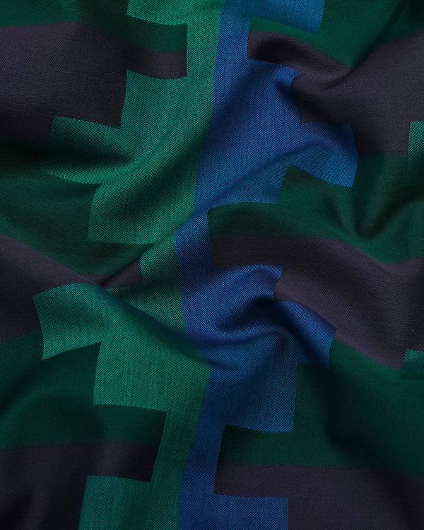 Mycron Green Multicolor Jacquard  Check Premium Giza Shirt