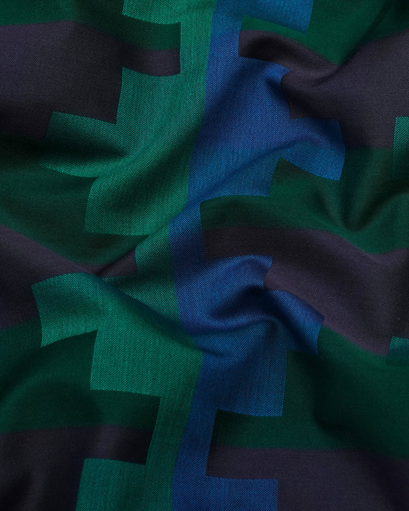 Mycron Green Multicolor Jacquard  Check Premium Giza Shirt