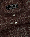 Zerik Brown With White Dot Printed Cotton Shirt