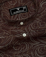 Zerik Brown With White Dot Printed Cotton Shirt
