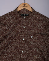 Zerik Brown With White Dot Printed Cotton Shirt