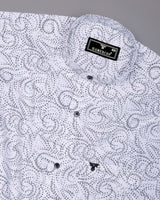 Zerik White With Black Dot Printed Cotton Shirt
