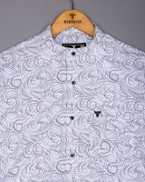 Zerik White With Black Dot Printed Cotton Shirt