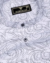 Zerik White With Black Dot Printed Cotton Shirt