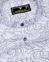 Zerik White With Black Dot Printed Cotton Shirt