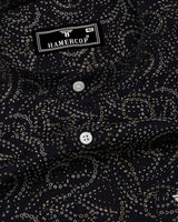 Zerik Black With White Dot Printed Cotton Shirt