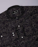 Zerik Black With White Dot Printed Cotton Shirt