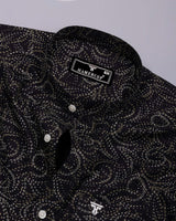 Zerik Black With White Dot Printed Cotton Shirt