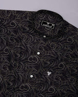 Zerik Black With White Dot Printed Cotton Shirt