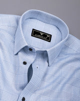 Ravix Blue With White Dobby Check Premium Giza Shirt