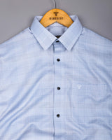 Ravix Blue With White Dobby Check Premium Giza Shirt