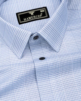 Ravix Blue With White Dobby Check Premium Giza Shirt