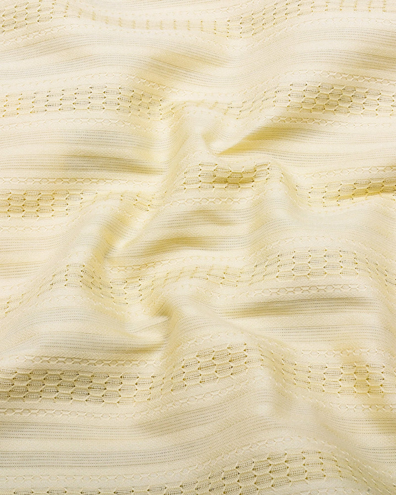 Zamora Yellow Self Stripe Dobby Cotton Shirt Style Kurta