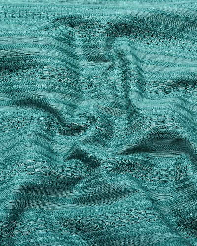 Zamora Green Self Stripe Dobby Cotton Shirt Style Kurta