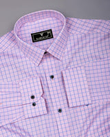 Liberia Light Pink With Blue Dobby Check Giza Shirt