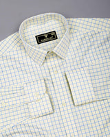 Liberia Light Yellow With Blue Dobby Check Giza Shirt