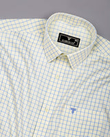 Liberia Light Yellow With Blue Dobby Check Giza Shirt