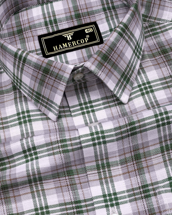Green Dobby Cotton Shirt with Gray Twill Check – Hamercop